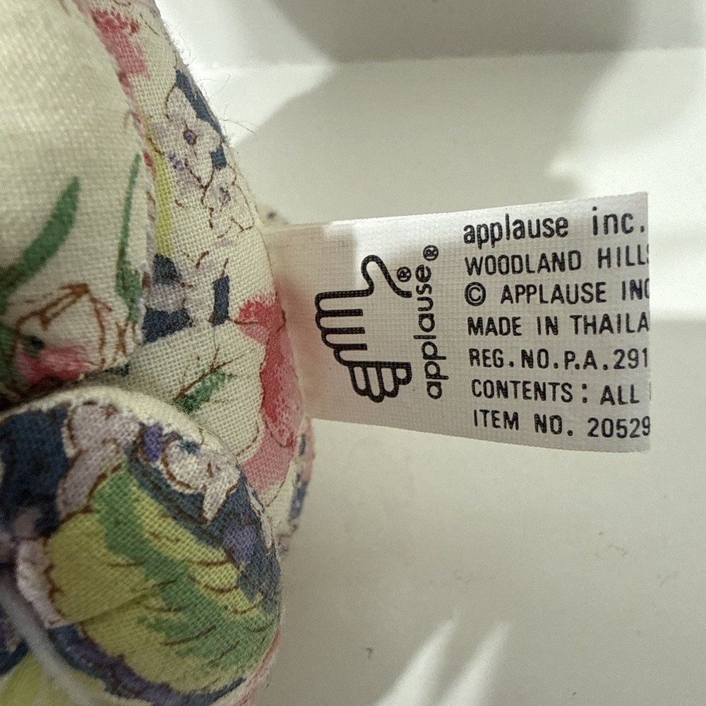 Vtg 5" Woodland Hills Brianna Garden Floral Plush Bunny Rabbit Easter Applause - Picture 3 of 8